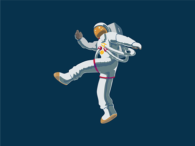 Spaceman astronaut cosmonaut float up happy illustration illustrator jump jumping space space suit spaceman universe vector