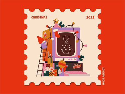Merry Christmas Computer christmas color computer cute design gift goblins graphic design holiday holidays illustration illustrator keyboard love merry christmas stairs stamp star vector vintage