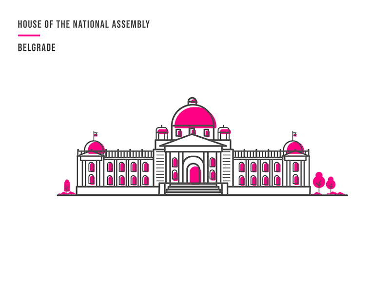 House of the National Assembly 2d after effects architecture belgrade design flat gif illustration serbia