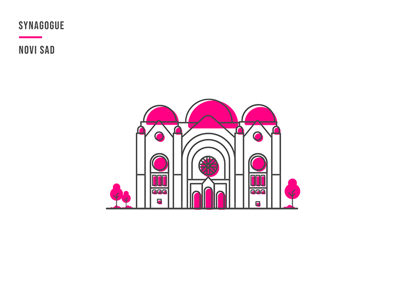 Novi Sad Synagogue 2 colour 2d 2d animation animation building gif outline stroke