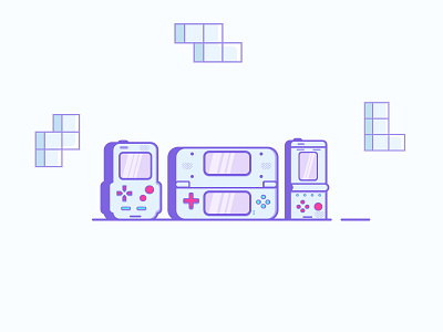 Game Boy 2d flat game boy games illustration illustrator purple tetris