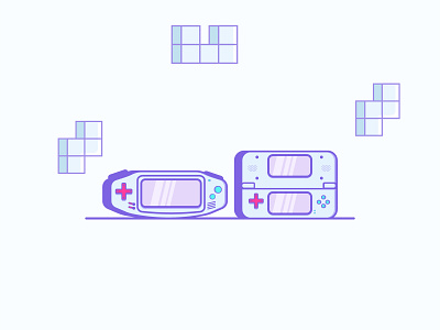 Game Boy 2d design flat flat 2.0 games illustration purple tetris