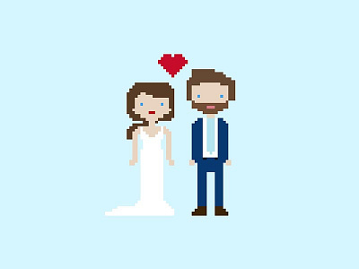 An 8-bit wedding 8 bit bride groom pixel art wedding