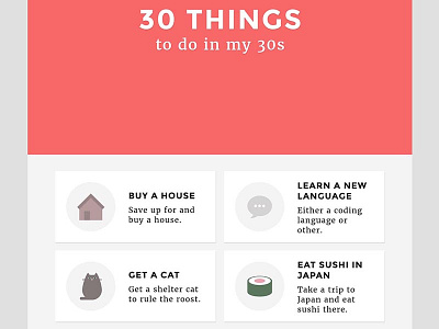 30 Things bucket list icons illustrator svg vector website