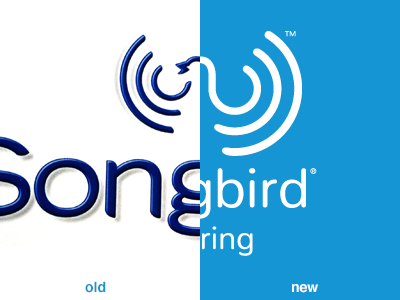 Songbird Logo Refresh bird blue new old redesign