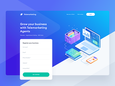 Telemarketing Homepage android brand design branding clean concept design homepage interaction interface ios minimal mobile ui ui design uidesign uiux userexperience userinterface ux web