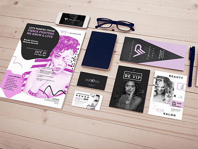 Vip Salon & Spa brand identity logo design