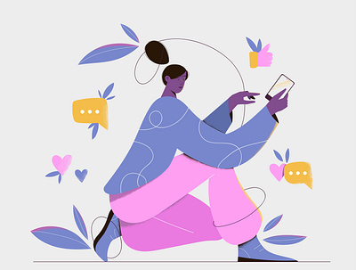 Social media character characterdesign design flat illustration illustrator minimal smartphone technology vector vectorart