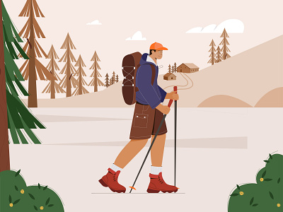 Hiker character design illustration illustrator minimal vector vectorart