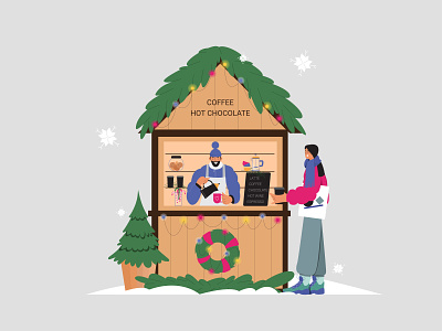 Christmas market character christmas coffee design drink illustration illustrator market minimal vector vectorart winter
