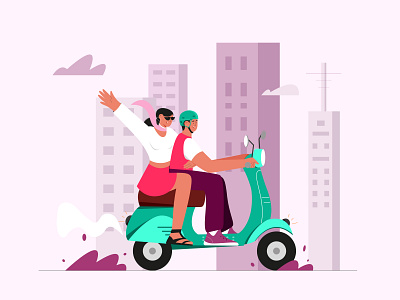 Scooter fun bike character city design fun illustration illustrator minimal scooter transportation vector vectorart