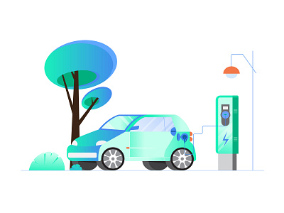 Electric car charging design electric car electric vehicle freelance illustrator illustration illustrator minimal vector vector illustration vectorart web illustration website illustration