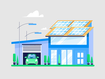 Solar energy car design green energy house illustration illustrator minimal solar energy solar panel vector vector illustration vectorart vehicle web illustration