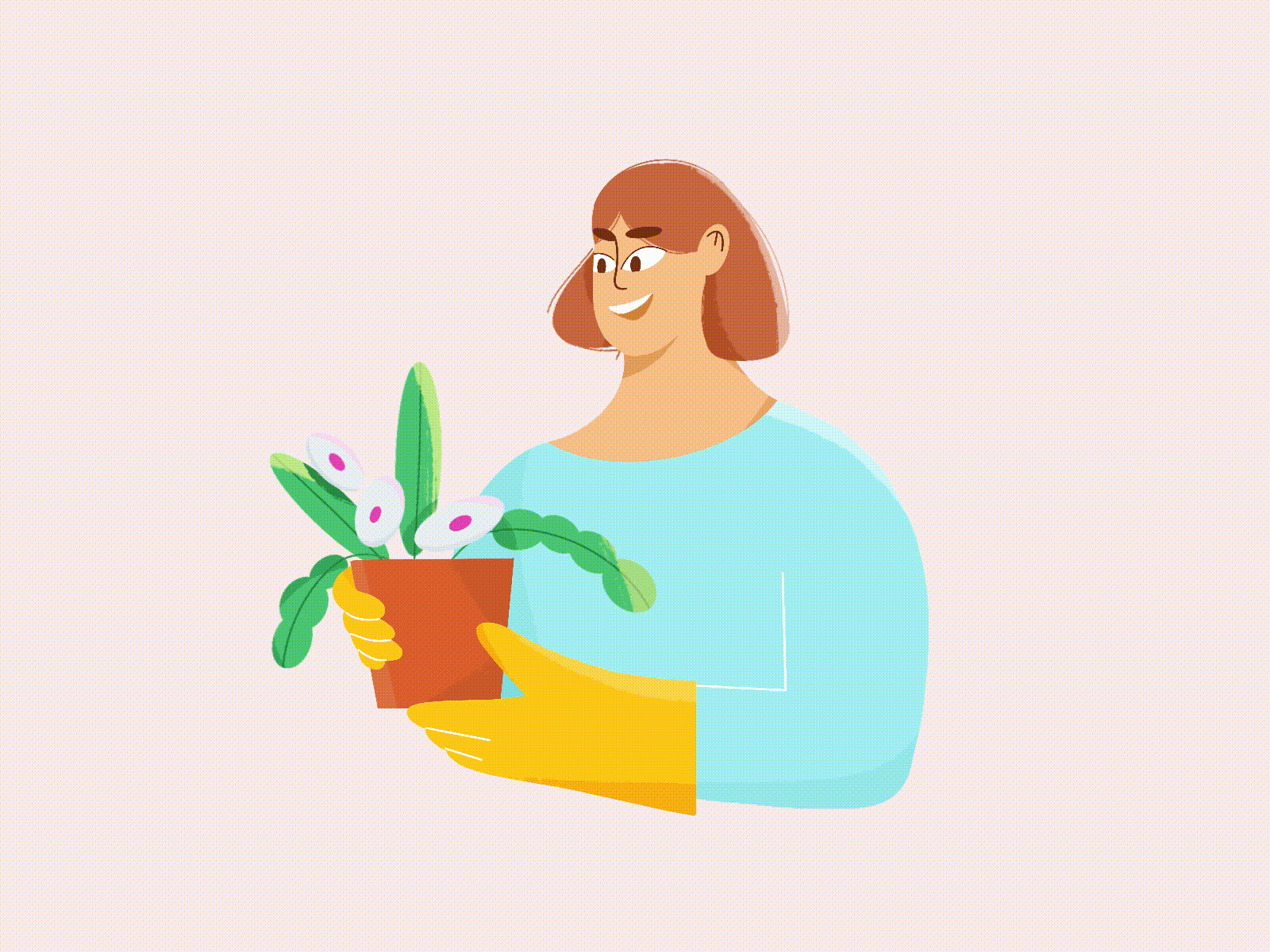 Gardening Girl animation character characterdesign design garden girl illustration illustrator minimal plant procreate spring web illustration