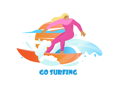 Go surfing character character illustration characterdesign design flat girl illustration illustrator minimal poster sport surf surf board surfer surfing vector vectorart waves web illustration website illustration