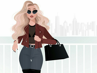 Skyline beauty character design design fashion girl illustration illustrator make up newyork outfit skyline