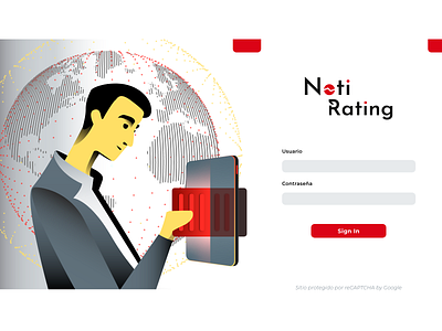 "NotiRating" Login Screen