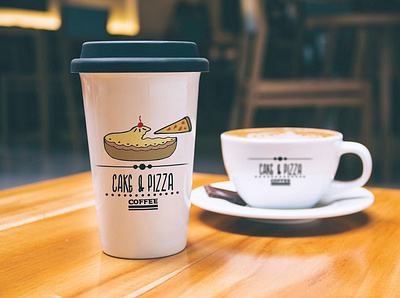 Cake & Pizza logo aplication bakery branding cake coffee flat logo pizza