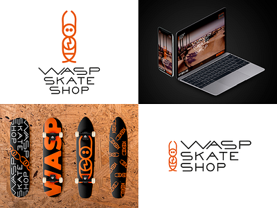 "Wasp skate shop" logo aplication branding design flat illustration logo skate skate shop skateshop store typography urban vector