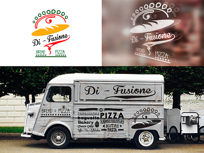 "Di-fusione" branding design aplication bakery branding bread design flat food truck logo pizza restaurant vector