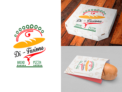 "Di-fusione" logo design aplication bakery branding bread design flat illustration logo pizza restaurant vector