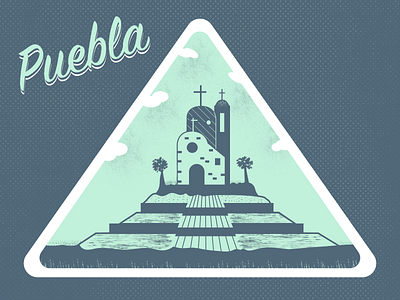 Sticker from my hometown: "Puebla" blue branding city challenge city city branding city illustration design design art designer designs drawing dribbble dribbbleweeklywarmup green hometown illustration mexico sticker sticker design visual