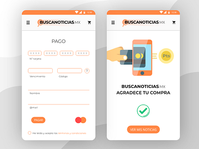 "Buscanoticias MX" Payment screen app design flat illustration ios iphone mobile payment product product design ui ui design uidesign user interface ux ux ui ux design uxdesign uxui vector