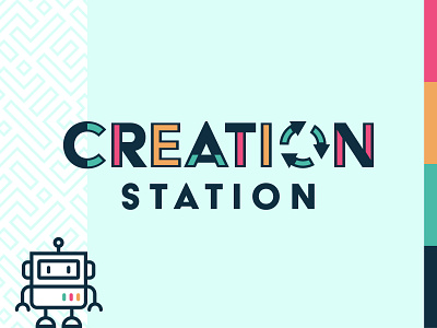 Creation Station — LOGO (Unused Direction) design flat logo logodesign logos recycle robot