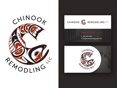 Chinook american brand business cards chinook clean logo native pnw salmon simple white
