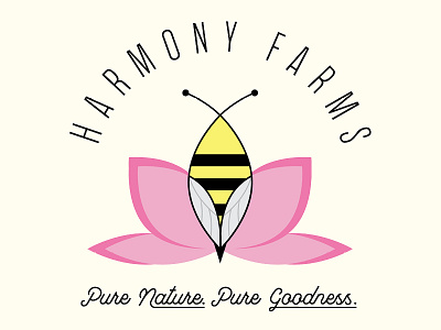 Harmony Farms bee brand clean design farm flat honey logo pnw simple