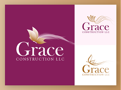Grace Construction Logo abstract brand butterfly feminine gold logo purple
