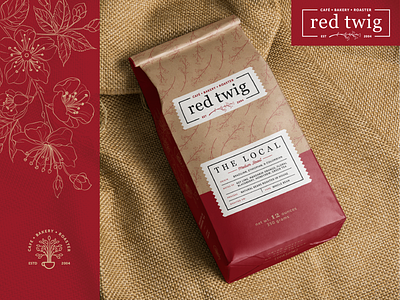 red twig | Coffee Bag & Re-Branding bag brand branding clean coffee coffee bag design edmonds flat illustration logo modern pnw seattle simple vintage washington white