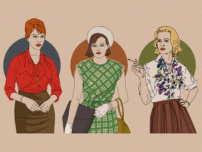 Joan, Peggy + Betty graphic design illustration illustrator madmen