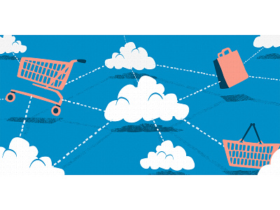 Cloud Shopping adobe illustrator cart cloud digital digital illustration graphic design grocery illustration illustrator pivotal pivotal labs retail shopping