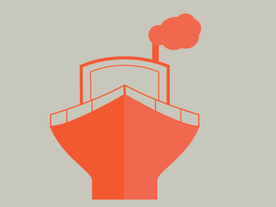 All aboard! boat icon illustration orange sail sailing steamboat
