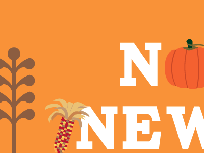 November News autumn brown corn fall header illustrations orange pumpkin type