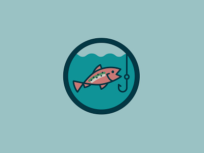 Fishing Badge badge fish fishing hook icon illustration illustrator trout vector