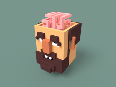 Thinking trow character game head pixel voxel