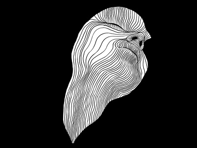 Drowning black and white face illustration line art water waves