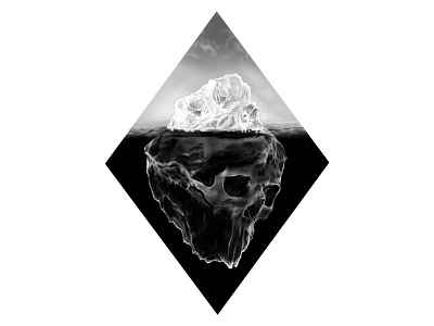 Iceberg black and white digital illustration drawing iceberg illustration skull water