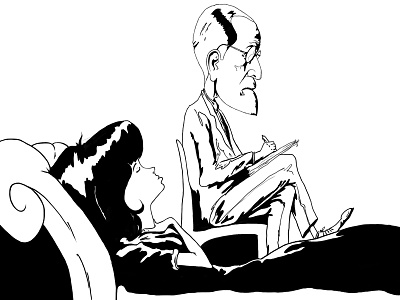 Freud black and white digital illustration drawing graphic design illustration
