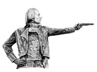 Alexander Hamilton black and white drawing duel gun illustration line scribble sketch