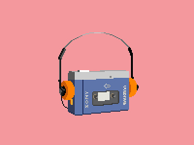 Cassette player. Pixel art. 90s cassette player headphones music nostalgia pixelart retro vintage
