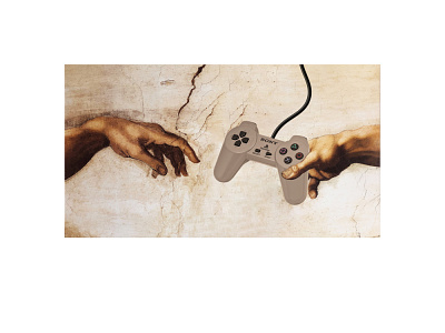 The Creation of Gamer. creative funny game gaming michelangelo playstation ps1