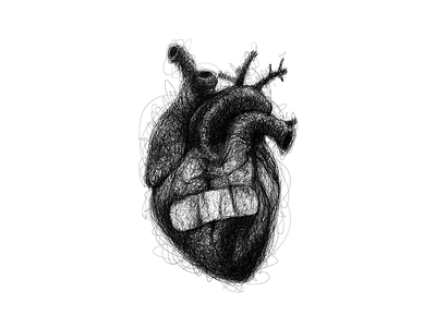 Broken heart black and white hand drawn heart illustration lines patch realistic scribble scribbles sketch