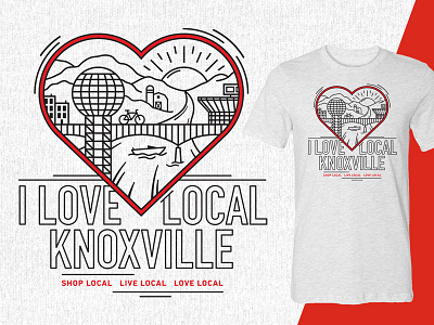 I Love Local Knoxville apparel illustration knoxville local sunsphere t shirt