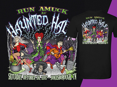 Haunted Half Race T-Shirt 5k apparel halloween haunted marathon race t shirt t shirt design