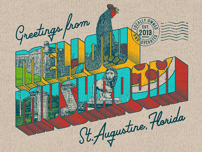 Mellow Mushroom Locally Cultivated apparel florida mellow mushroom pizza postcard st. augustine t shirt t shirt design threds