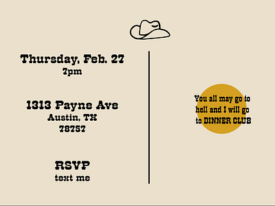 Dinner Club Invite - Back branding invitation invite texas vector western