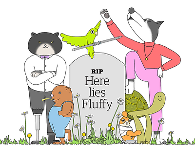 Pet Obituaries animals characters drawing family illustration laurierollitt london pets theguardian